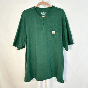 Carhartt Shirt Henley Loose Fit Workwear Outdoor Casual Green Mens Size‎ XL